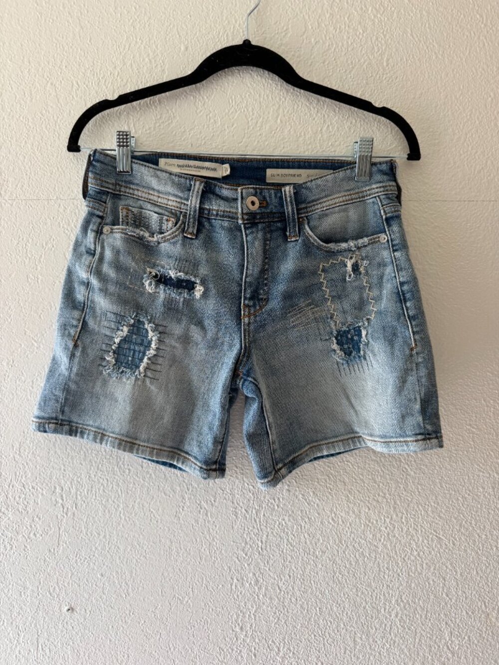 Pilcro Anthropologie Slim Boyfriend Distressed Denim Shorts, Size 25